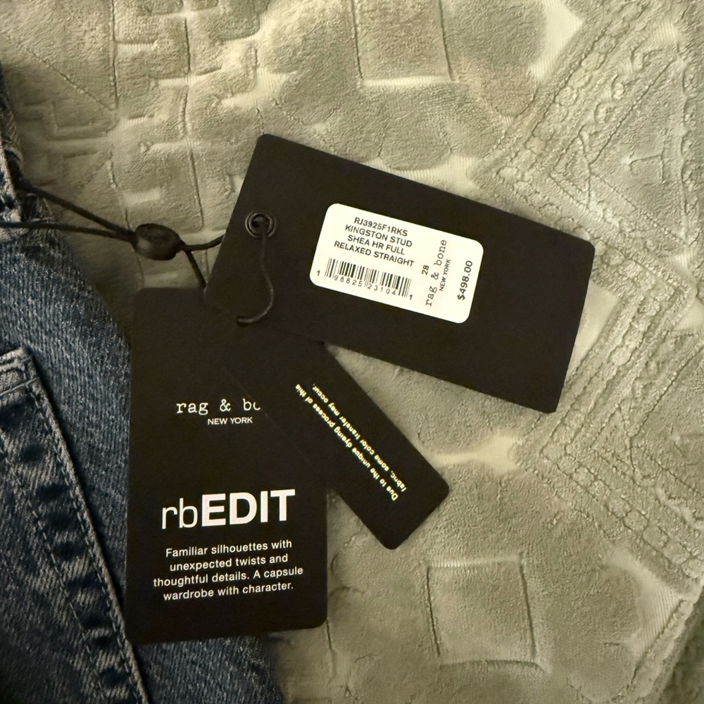 Rag & Bone Shea Relaxed Straight Jeans in Studded Kingston Size 28 - Picture 8 of 15